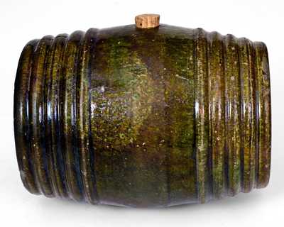 Fine Copper-Glazed Redware Mini Keg (Rundlet), possibly Genesee County, NY