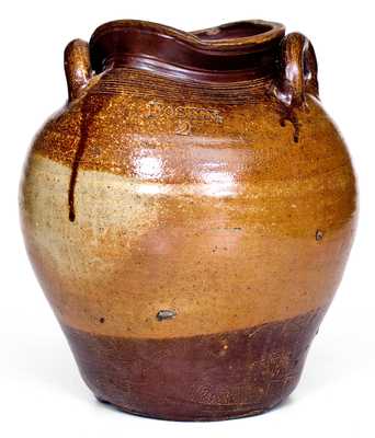 Rare 2 Gal. BOSTON Stoneware Jar with Iron-Oxide Slip Decoration