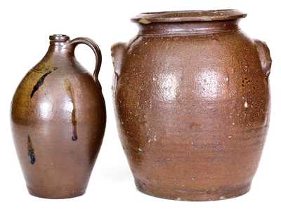 Lot of Two: Salt-Glazed Antique North Carolina Stoneware Vessels