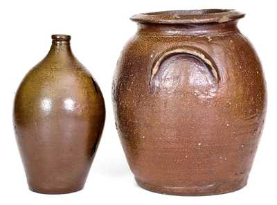 Lot of Two: Salt-Glazed Antique North Carolina Stoneware Vessels