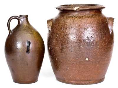 Lot of Two: Salt-Glazed Antique North Carolina Stoneware Vessels