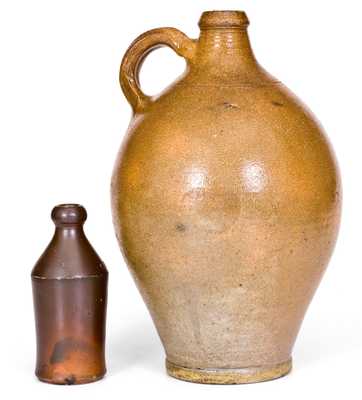 Lot of Two: Stoneware Inscribed "L L," including possibly 18th century Jug