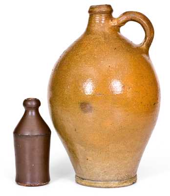 Lot of Two: Stoneware Inscribed "L L," including possibly 18th century Jug