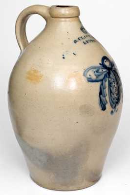 Rare 3 Gal. N. CLARK & CO. / LYONS Stoneware Jug with Detailed Insect Decoration