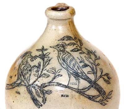Exceptional Utica, NY 1/4 Gal. Incised Stoneware Jug Marked 