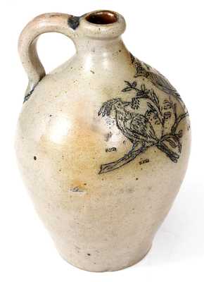 Exceptional Utica, NY 1/4 Gal. Incised Stoneware Jug Marked 