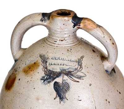 Exceptional D. GOODALE / HARTFORD Monumental Stoneware Jug w/ Incised Federal Eagle