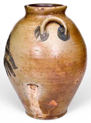 Fine Stoneware Jar w/ Large Incised Bird Decoration, probably Connecticut, c1815