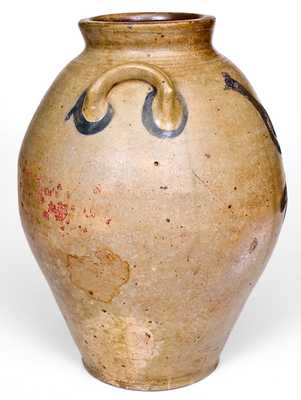 Fine Stoneware Jar w/ Large Incised Bird Decoration, probably Connecticut, c1815