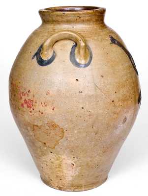 Fine Stoneware Jar w/ Large Incised Bird Decoration, probably Connecticut, c1815