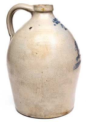 Outstanding C. HART & SON / SHERBURNE Stoneware Jug w/ Incised Deer and House