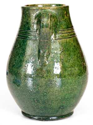 Redware Vase with Vibrant Green Glaze, American or Canadian