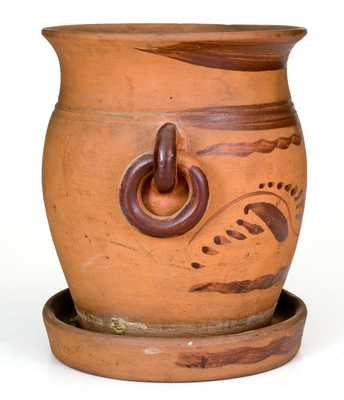 Outstanding New Geneva, PA Tanware Flowerpot with Ring Handles