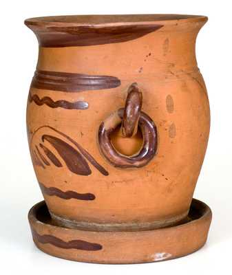 Outstanding New Geneva, PA Tanware Flowerpot with Ring Handles