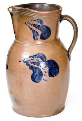 1 Gal. W. H. LEHEW / STRASBURG, VA Stoneware Pitcher with Floral Decoration