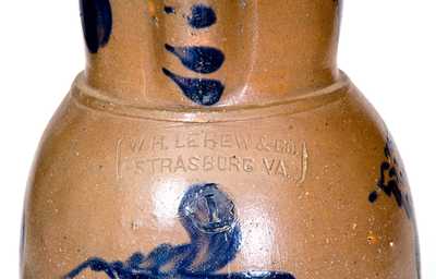 1 Gal. W. H. LEHEW / STRASBURG, VA Stoneware Pitcher with Floral Decoration