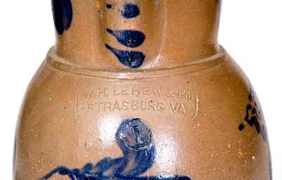 1 Gal. W. H. LEHEW / STRASBURG, VA Stoneware Pitcher with Floral Decoration