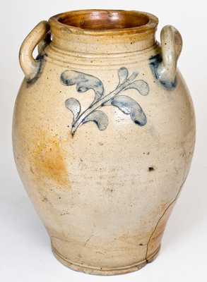 Rare 2 Gal. Stoneware Jar with Incised Decoration, Manhattan, circa 1800