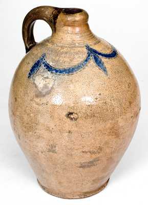 Fine 1 Gal. Stoneware Jug with Impressed Swag Decoration, Manhattan, circa 1800