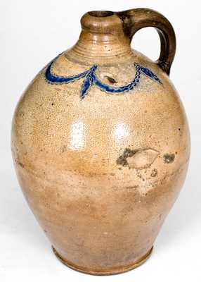 Fine 1 Gal. Stoneware Jug with Impressed Swag Decoration, Manhattan, circa 1800