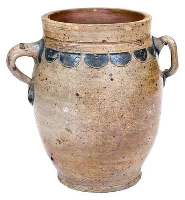 Rare 1/2 Gal. attrib. Thomas Commeraw Stoneware Jar w/ Compass Decoration, c1800