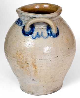 2 Gal. Stoneware Jar w/ Bold Decoration, probably Cheesequake, NJ, 18th century