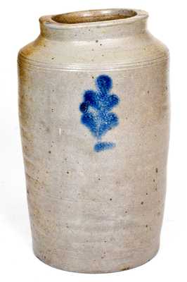 Early Cornwall, NY Stoneware Jar with Cobalt Leaf Decoration