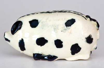 Unusual Midwestern Stoneware Pig Bottle Inscribed "Florence / 1889"