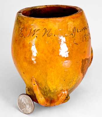 Rare Large-Sized Pennsylvania Redware Pipe Bowl, Dated June 21, 1872