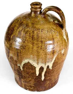 Exceptional Stoneware Jug by Dave, Inscribed Lm / June 10 1853, Edgefield District, SC