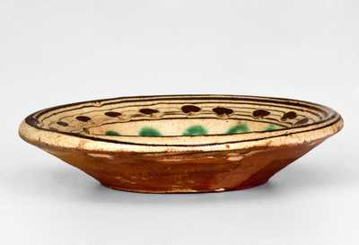 Rare and Important Miniature Slip-Decorated Redware Bowl, Henry Adam, Hagerstown, MD