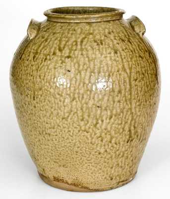 Rare Ash-Glazed Stoneware Jar w/ Impressed 