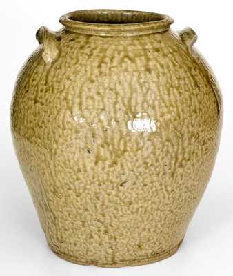 Rare Ash-Glazed Stoneware Jar w/ Impressed 