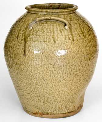 Rare Ash-Glazed Stoneware Jar w/ Impressed 