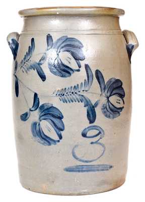 3 Gal. Stoneware Jar with Floral Decoration, New Geneva, PA