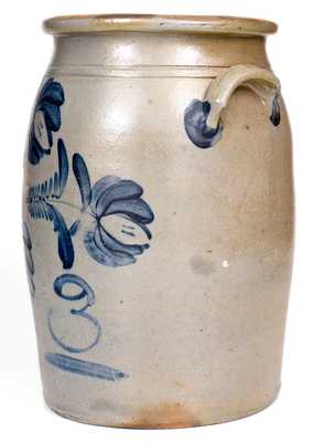 3 Gal. Stoneware Jar with Floral Decoration, New Geneva, PA