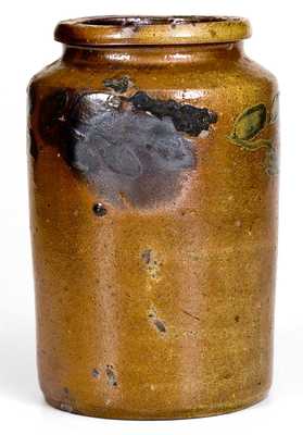 Rare Small-Sized Zigler (Timberville, VA)  Stoneware Jar w/ Cobalt Vine Decoration, c1830