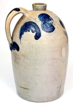 JOHN BELL / WAYNESBORO, PA Stoneware Jug w/ Cobalt Floral Decoration