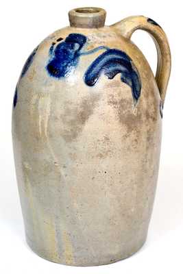 JOHN BELL / WAYNESBORO, PA Stoneware Jug w/ Cobalt Floral Decoration