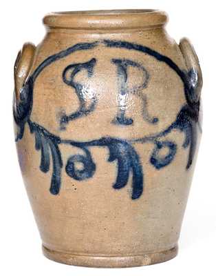 Rare Small-Sized Remmey (Philadelphia) Stoneware Presentation Jar, circa 1830