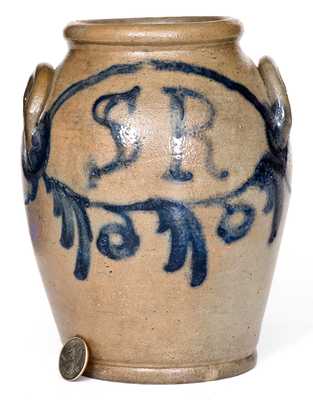 Rare Small-Sized Remmey (Philadelphia) Stoneware Presentation Jar, circa 1830