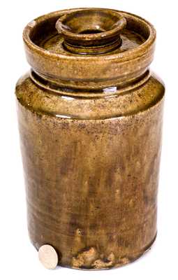 Rare Small-Sized Alkaline-Glazed Stoneware Churn with Lid, SC origin, circa 1880