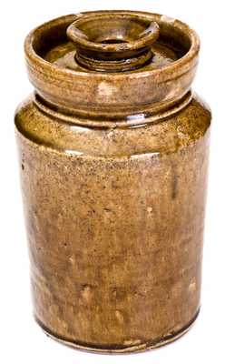 Rare Small-Sized Alkaline-Glazed Stoneware Churn with Lid, SC origin, circa 1880