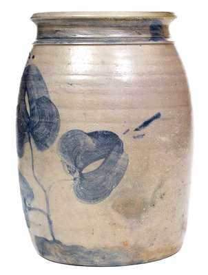 Pruntytown, WV Stoneware Canning Jar w/ Floral Decoration