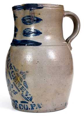 Very Fine 1 Gal. A. CONRAD / NEW GENEVA / FAYETTE CO. PA Stoneware Pitcher