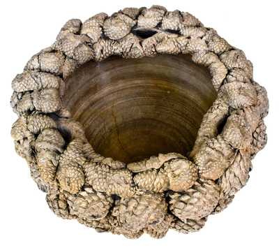 Extremely Rare Morgantown, WV Stoneware Molded Pine Cone Hanging Flowerpot