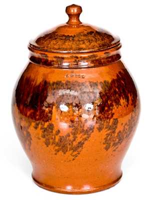 Outstanding I. BELL (John Bell, Waynesboro, PA) Redware Lidded Jar