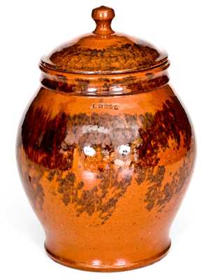 I. BELL (John Bell, Waynesboro, PA) Lidded Redware Jar