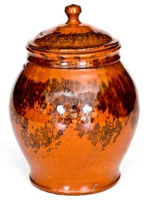 Outstanding I. BELL (John Bell, Waynesboro, PA) Redware Lidded Jar