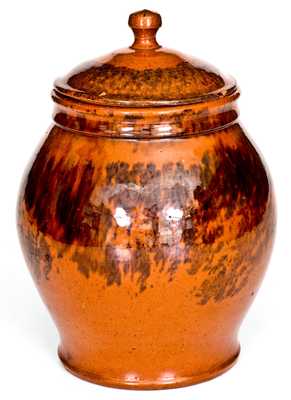 Outstanding I. BELL (John Bell, Waynesboro, PA) Redware Lidded Jar